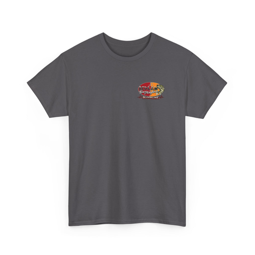 Fishing Bass Graphic Tee — "Red Lake Bassington" Vintage Sunset T-Shirt