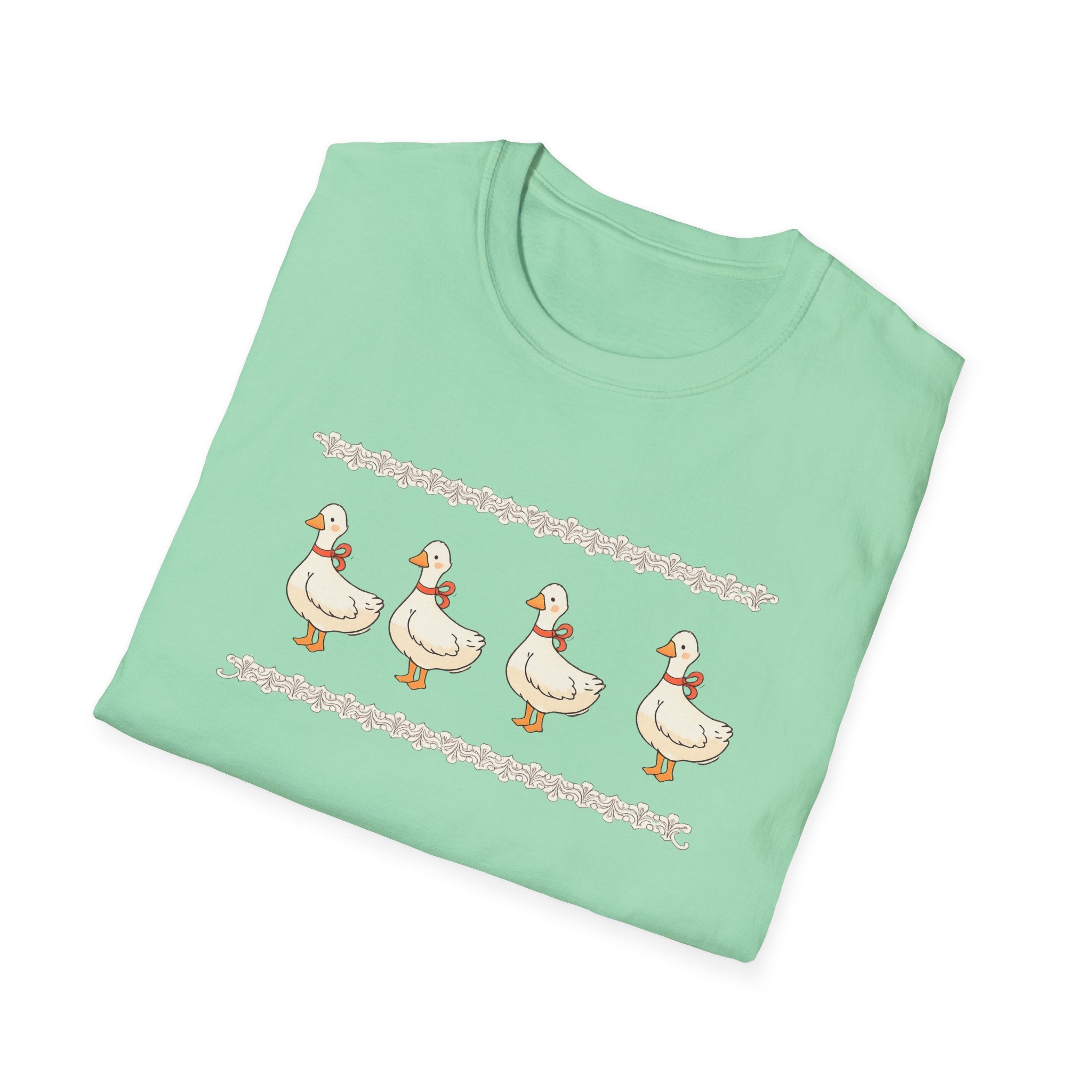Cute Duck Row Graphic T-Shirt — Whimsical Farm Animal Tee