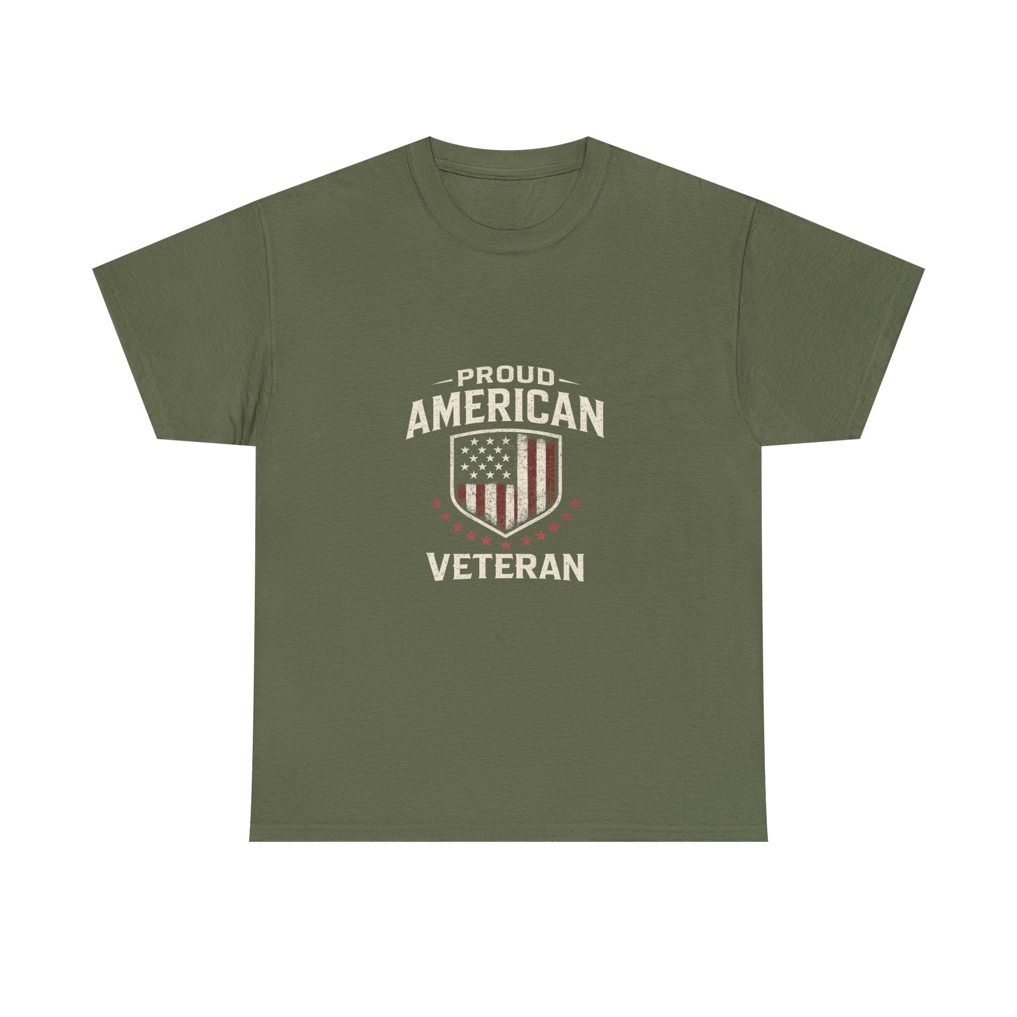 Proud American Veteran T-Shirt — Flag Shield Military Tribute Tee