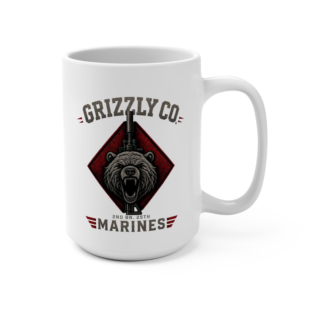 15oz Ceramic Mug — Tactical Bear Emblem “2nd BN 25th MAR” Military Coffee Cup