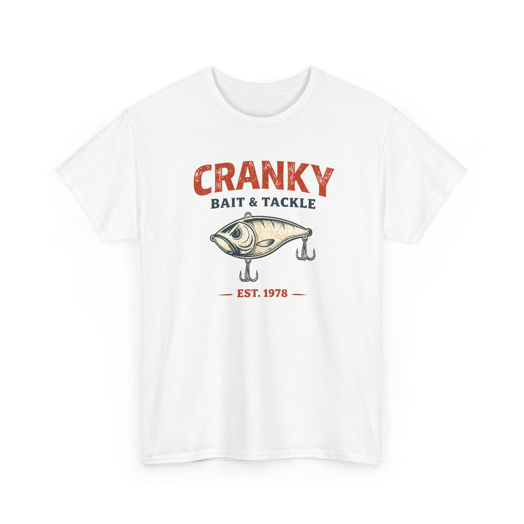 Cranky Bait & Tackle Fishing T‑Shirt – Vintage Lure Graphic, Est. 1978