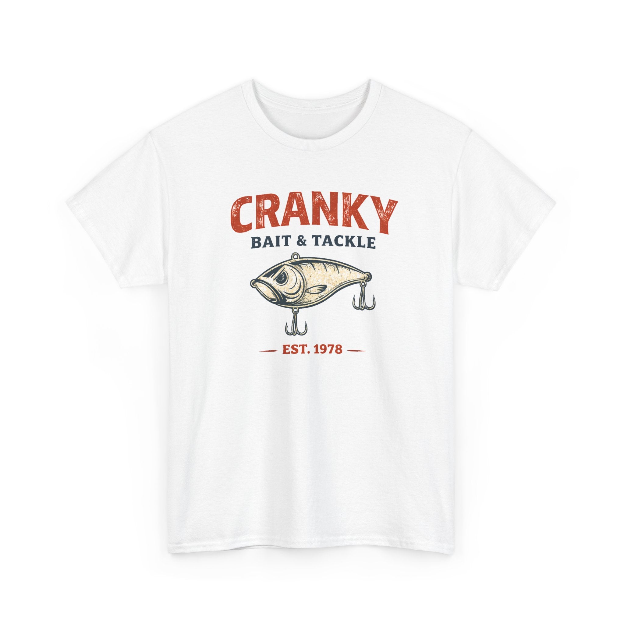 Cranky Bait & Tackle Fishing T‑Shirt – Vintage Lure Graphic, Est. 1978
