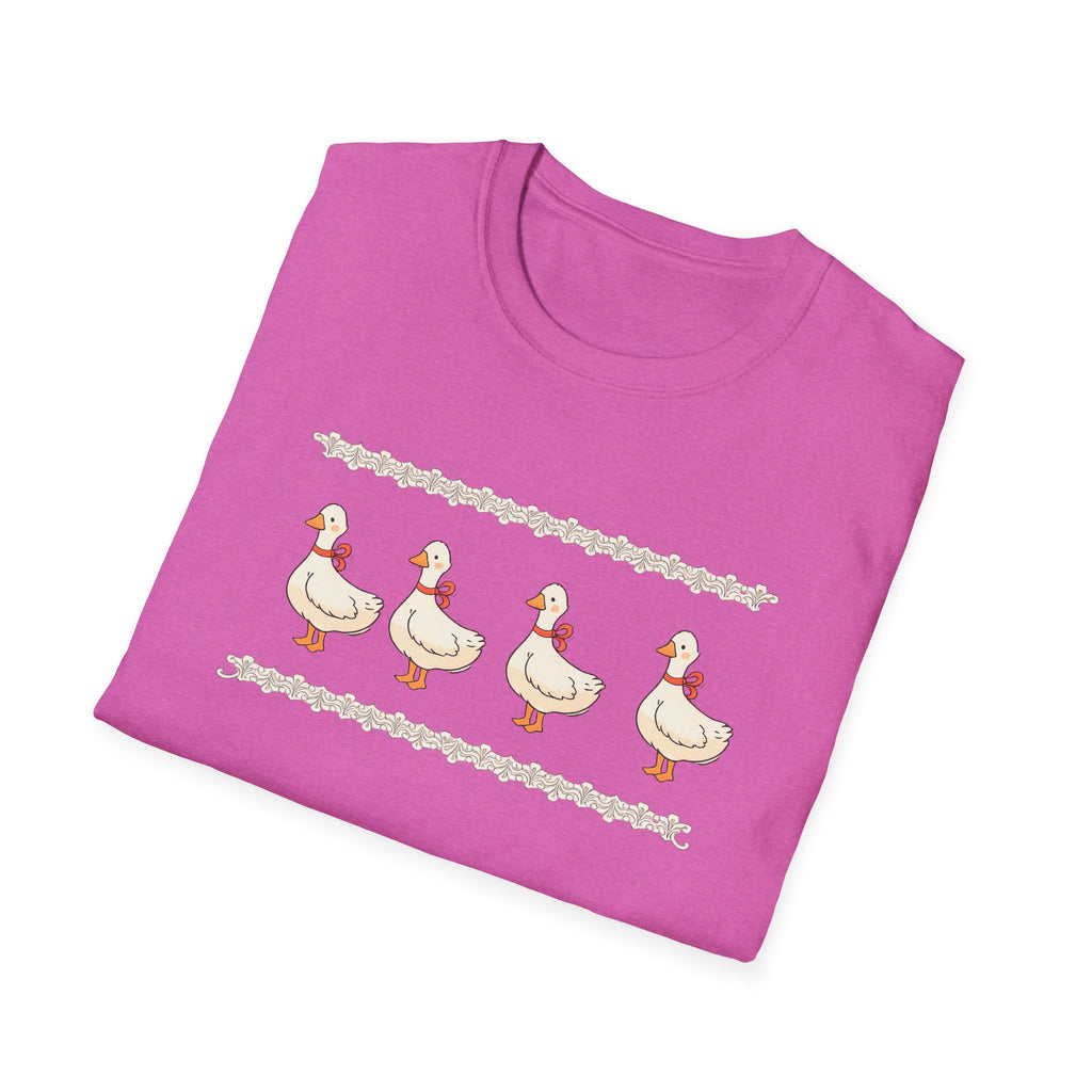 Cute Duck Row Graphic T-Shirt — Whimsical Farm Animal Tee