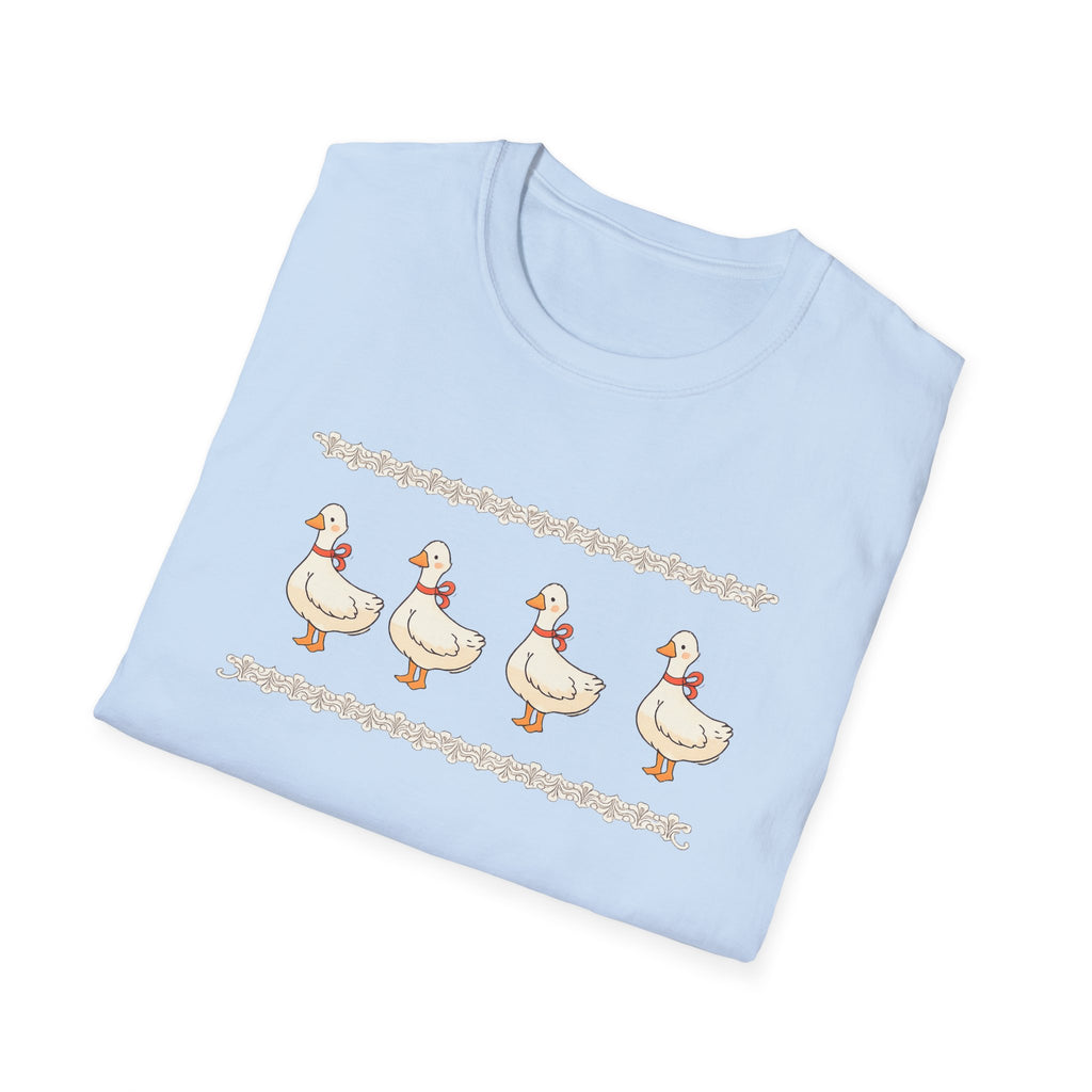 Cute Duck Row Graphic T-Shirt — Whimsical Farm Animal Tee