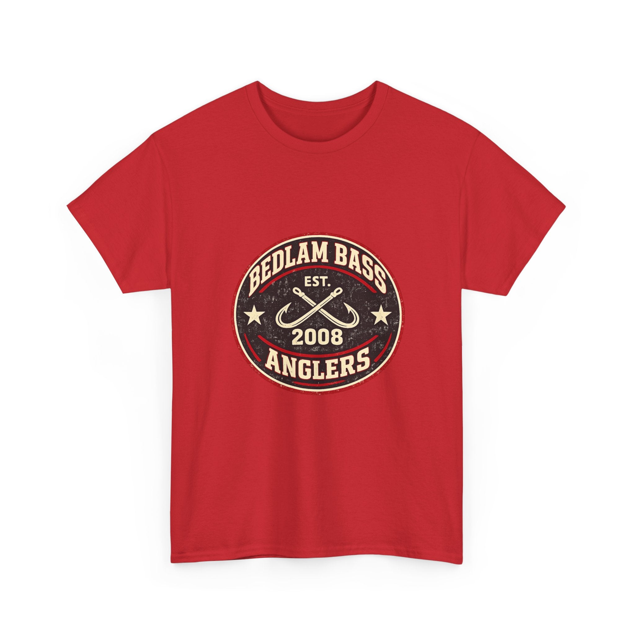 Bass Anglers T-Shirt — "Bedlam Bass Anglers Est. 2008" Vintage Fishing Tee