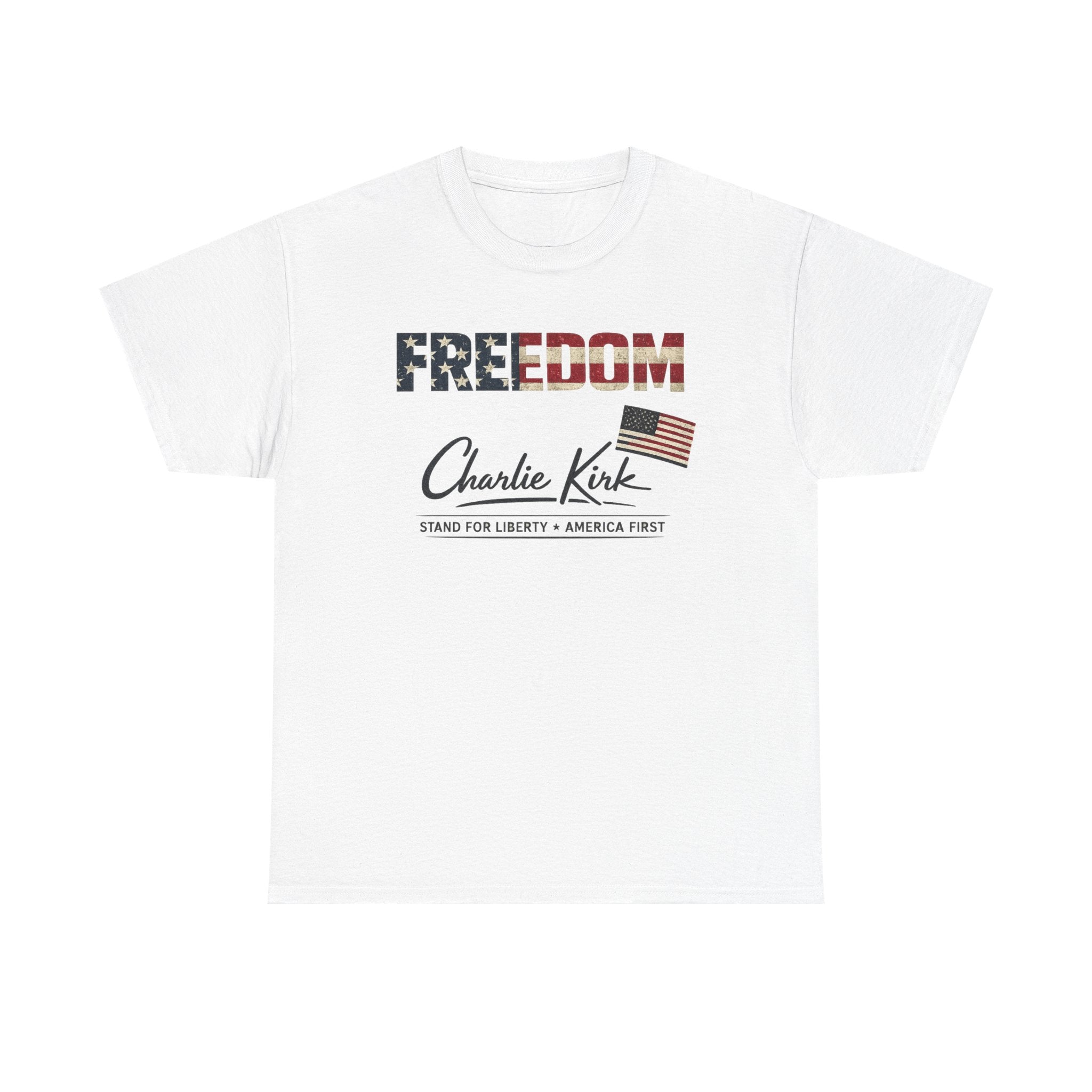 Freedom Charlie Kirk T-Shirt — American Flag Patriotic Tee