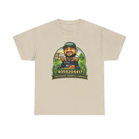 Lawn Care Mascot T-Shirt – Personalized Phone Number Garden Mower Tee