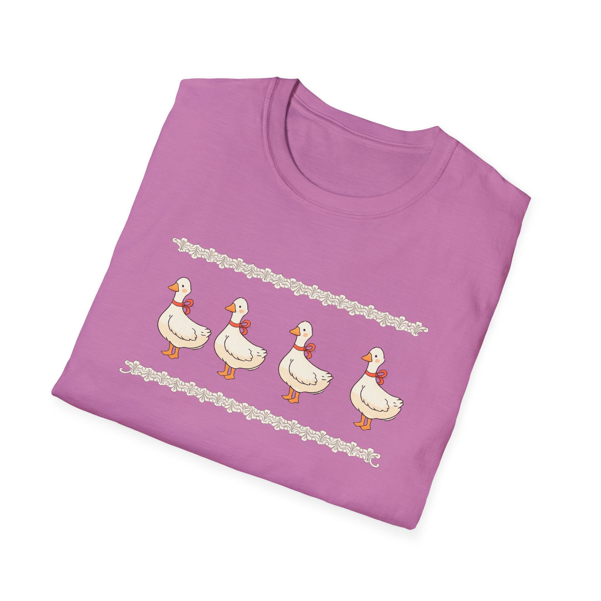 Cute Duck Row Graphic T-Shirt — Whimsical Farm Animal Tee