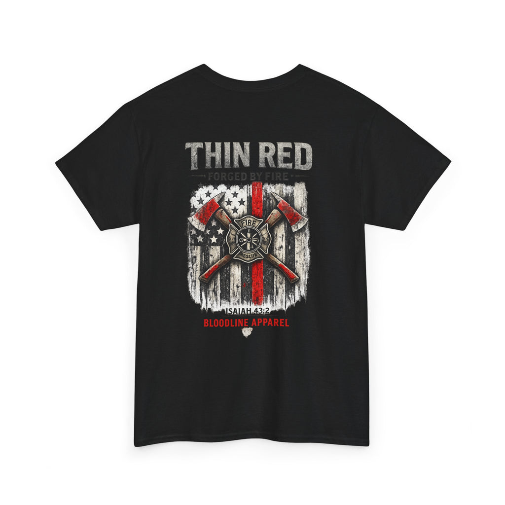 Thin Red Line Firefighter T-Shirt — Thin Red Flag Rescue Tee